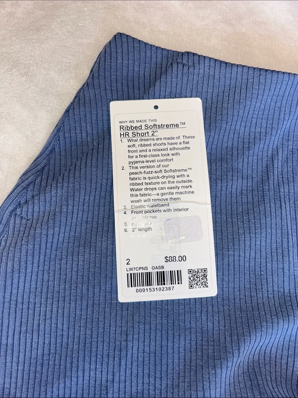 lululemon athletica Ribbed High-Waist Blue Shorts
